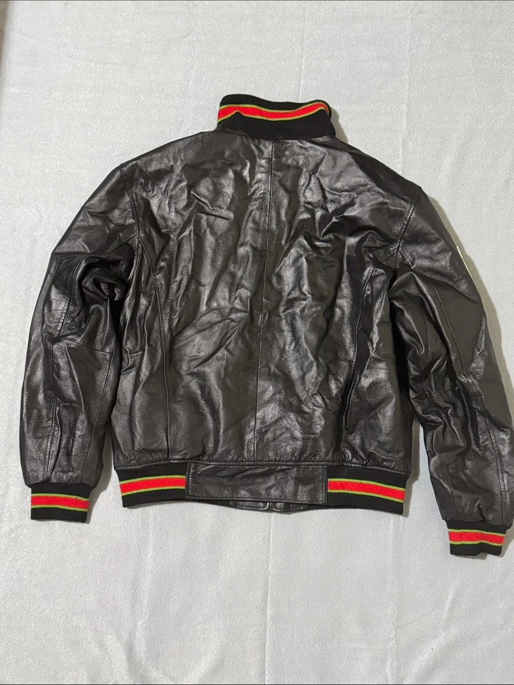 Summer2010 Black Leather 'MEXICO' Jacket with Green Lettering and Flag Patch